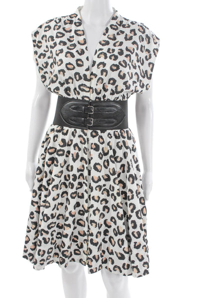 Alaia Women Fit & Flare Dress Multicolor V-Neck Sleeveless Cotton Size 44