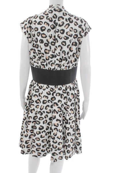 Alaia Women Fit & Flare Dress Multicolor V-Neck Sleeveless Cotton Size 44