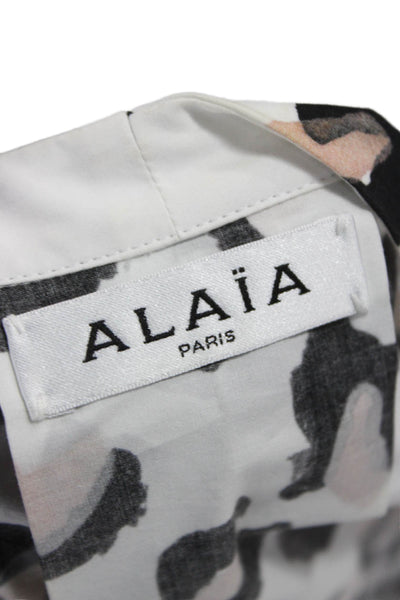 Alaia Women Fit & Flare Dress Multicolor V-Neck Sleeveless Cotton Size 44