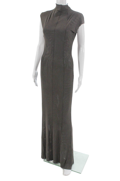 Ser.O.Ya Women Maxi Dress Gray Mock Neck Short Sleeve Polyester Size L
