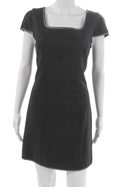 Rachel Zoe Women Mini Wool Square Neck Short Sleeve Gray Dress Size 6