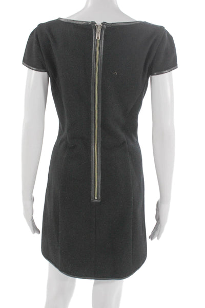 Rachel Zoe Women Mini Wool Square Neck Short Sleeve Gray Dress Size 6
