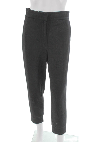 Akris Womens Cropped Wool Blend Gray Pants Button Size 6