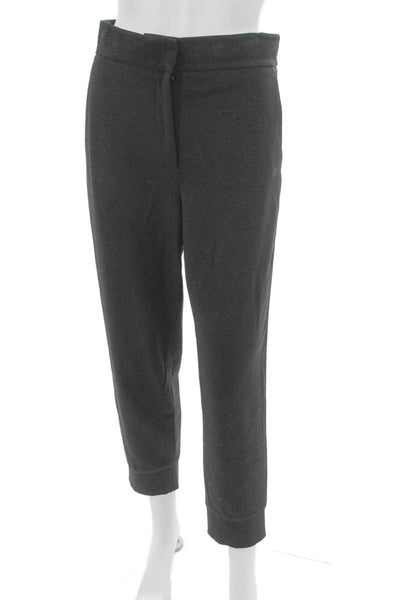Akris Womens Cropped Wool Blend Gray Pants Button Size 6