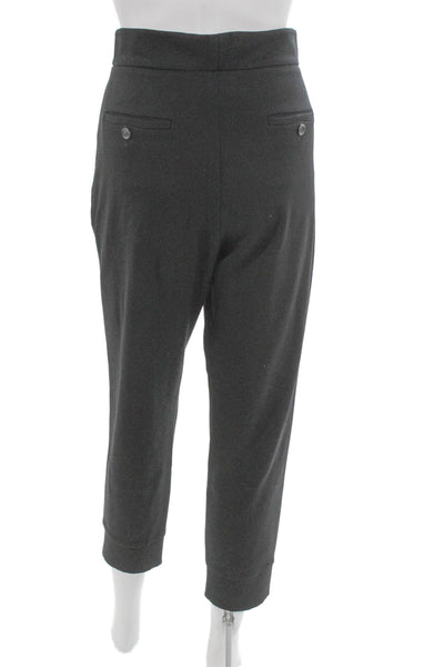 Akris Womens Cropped Wool Blend Gray Pants Button Size 6