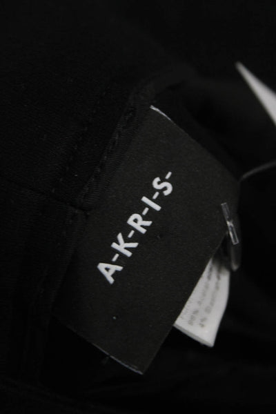 Akris Womens Cropped Wool Blend Gray Pants Button Size 6