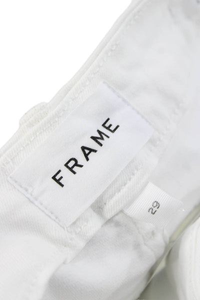 Frame Women Straight Jeans White Mid Rise Size 29