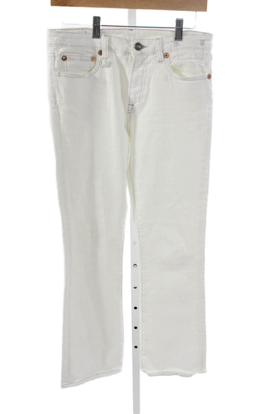 R13 Mens White Straight Jeans Zip Mid Rise Cotton Size 28