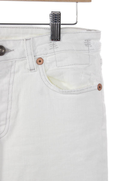 R13 Mens White Straight Jeans Zip Mid Rise Cotton Size 28