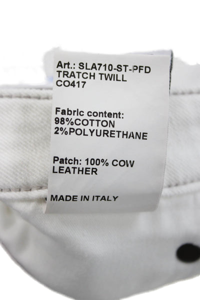 R13 Mens White Straight Jeans Zip Mid Rise Cotton Size 28