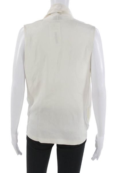 Theory Women Silk Blend Cowl Neck Tank Top Ivory Sleeveless Pullover Size L