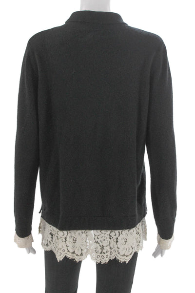 C by Bloomingdales Womens Cashmere Mock Neck Pullover Black Long Sleeve Size L