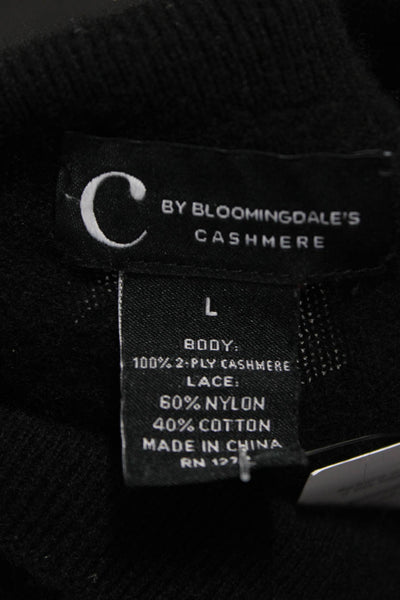 C by Bloomingdales Womens Cashmere Mock Neck Pullover Black Long Sleeve Size L
