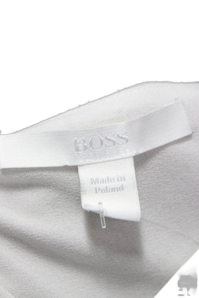 Boss Hugo Boss Womens Silk Henley Pullover Gray Basic Blouse 3/4 Sleeve Size M