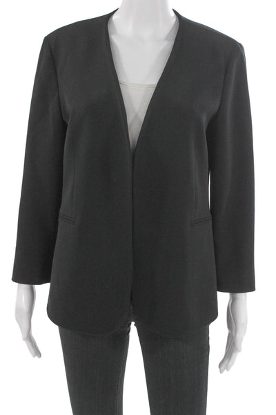 Theory Womens Basic Jacket Black Solid Long Sleeve Polyester Open Fall Size 12
