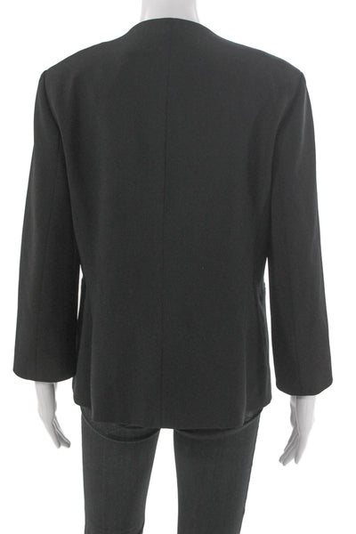 Theory Womens Basic Jacket Black Solid Long Sleeve Polyester Open Fall Size 12