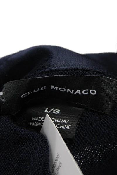 Club Monaco Womens Blue Wool Sweater Dress Collared Long Sleeve Size L