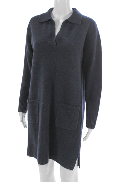 Gerard Darel Womens Sweater Dress Blue Wool Long Sleeve Collared Size 2