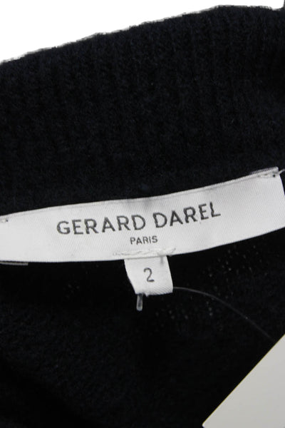 Gerard Darel Womens Sweater Dress Blue Wool Long Sleeve Collared Size 2