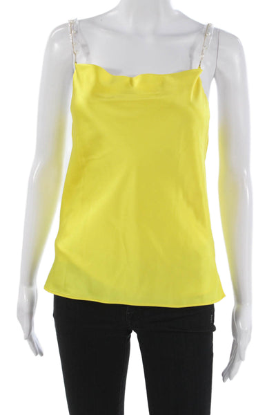 Cami NYC Women Silk Yellow Cowl Neck Camisole Sleeveless Size 2XS