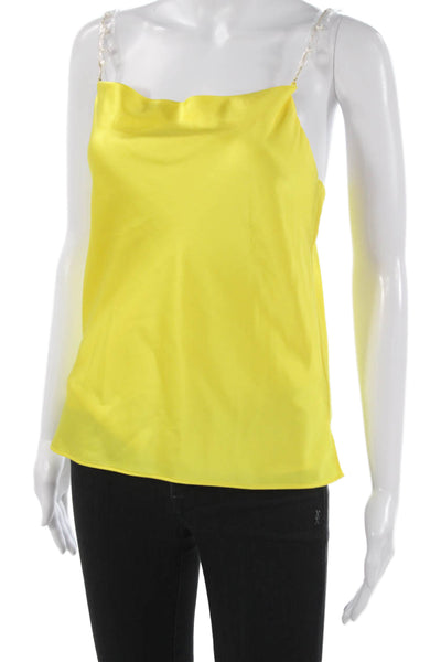 Cami NYC Women Silk Yellow Cowl Neck Camisole Sleeveless Size 2XS