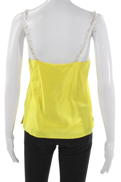Cami NYC Women Silk Yellow Cowl Neck Camisole Sleeveless Size 2XS
