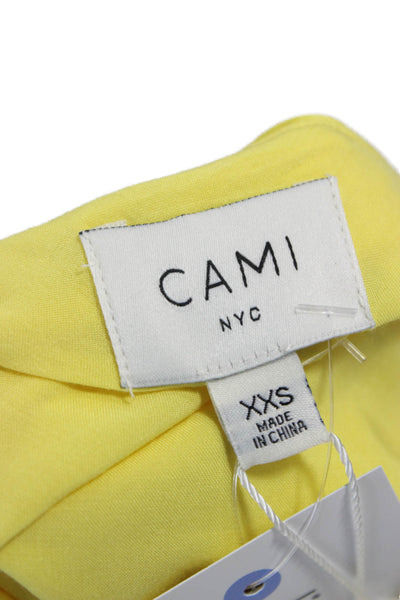 Cami NYC Women Silk Yellow Cowl Neck Camisole Sleeveless Size 2XS