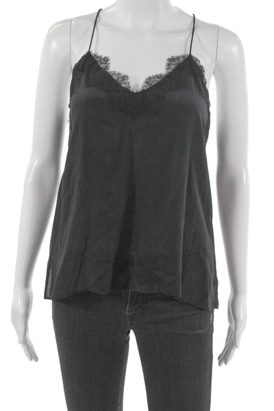 Cami NYC Women Silk V Neck Tank Sleeveless Black Size XS