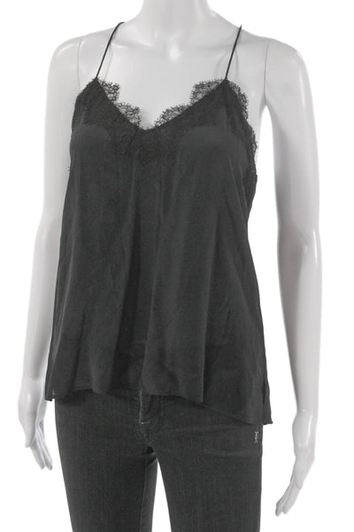 Cami NYC Women Silk V Neck Tank Sleeveless Black Size XS