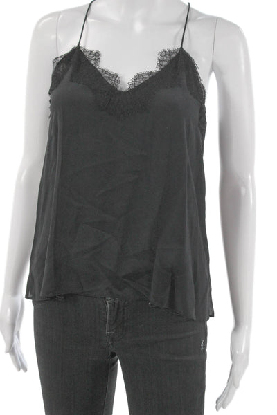 Cami NYC Womens Silk V-Neck Tank Black Sleeveless Size 2XS
