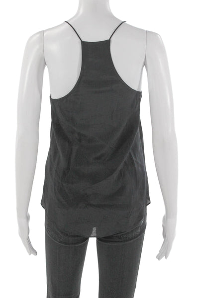Cami NYC Womens Silk V-Neck Tank Black Sleeveless Size 2XS