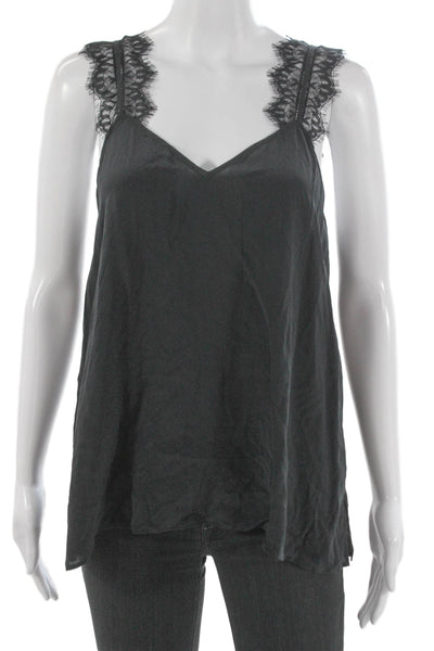 Cami NYC Women Black Silk V Neck Tank Sleeveless Solid Size M