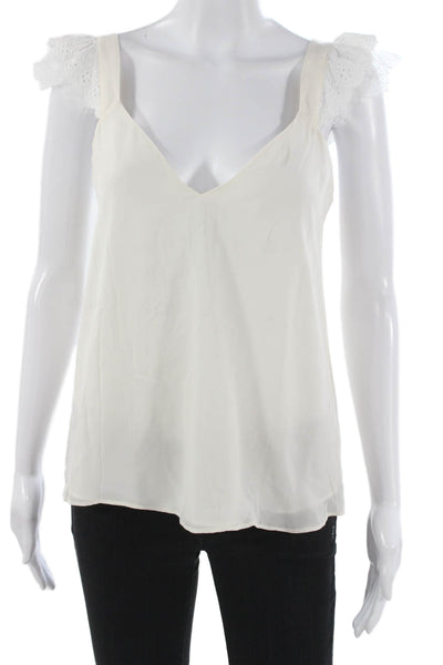 Cami NYC Women Silk Ivory V Neck Sleeveless Camisole Pullover Size XS