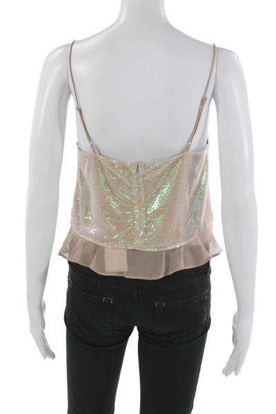 Cami NYC Womens Beige Camisole Square Neck Sleeveless Polyester Zip Size XS