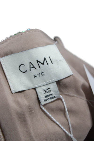 Cami NYC Womens Beige Camisole Square Neck Sleeveless Polyester Zip Size XS