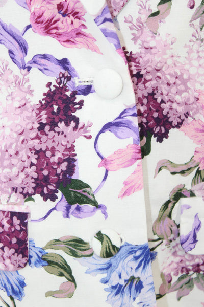 Cami NYC Women Multicolor Linen Floral Blazer Button 3/4 Sleeve Size XS