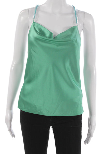 Cami NYC Women Silk Camisole Cowl Neck Green Sleeveless Pullover Solid Size XS
