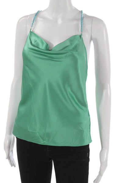 Cami NYC Women Silk Camisole Cowl Neck Green Sleeveless Pullover Solid Size XS