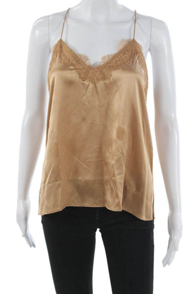 Cami NYC Womens Tank Silk V Neck Sleeveless Beige Size XS