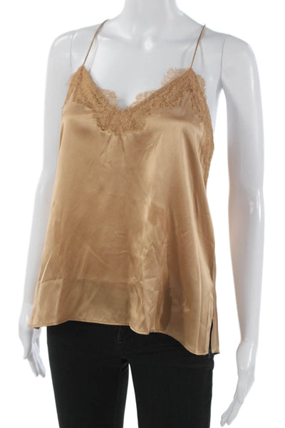 Cami NYC Womens Tank Silk V Neck Sleeveless Beige Size XS