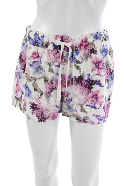 Cami NYC Womens Floral Linen Casual Shorts Multicolor Drawstring Size S