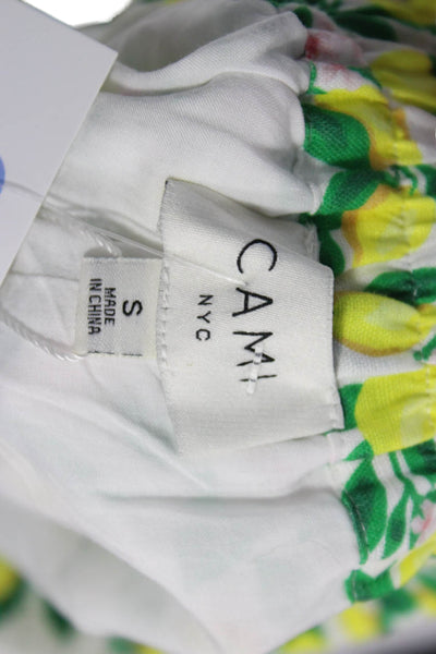 Cami NYC Women Casual Linen Floral Drawstring Shorts White Lemon Size S