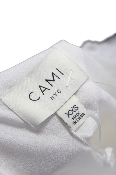 Cami NYC Womens Silk V Neck Long Sleeve One Piece Bodysuit White Size 2XS