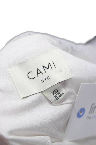 Cami NYC Womens White Silk V Neck One Piece Bodysuit Long Sleeve Size XS