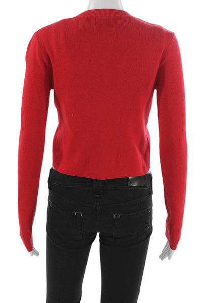 Cami NYC Women Cardigan Red Crew Neck 80% Cotton Long Sleeve Size 2XS