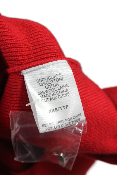 Cami NYC Women Cardigan Red Crew Neck 80% Cotton Long Sleeve Size 2XS