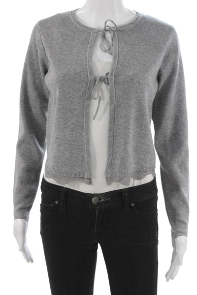 Cami NYC Women Cardigan Gray Acrylic Round Neck Size 2XS