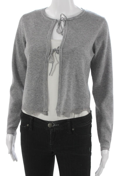 Cami NYC Women Cardigan Gray Acrylic Round Neck Size 2XS