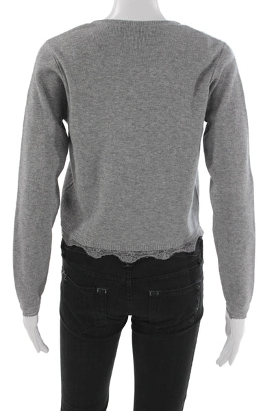 Cami NYC Women Cardigan Gray Acrylic Round Neck Size 2XS
