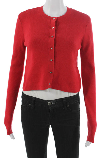 Cami NYC Womens Red Cardigan Long Sleeve Round Neck Cotton Wool Size XS